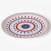 7月4日の星とリングや輪モノグラムBBQパーティー ペーパープレート (アングル)