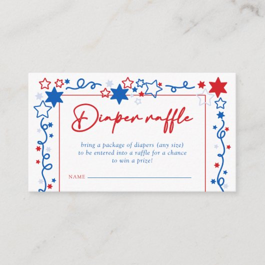 7月4日の星赤ちゃんシャワーおむつラッフル エンクロージャーカード (正面)