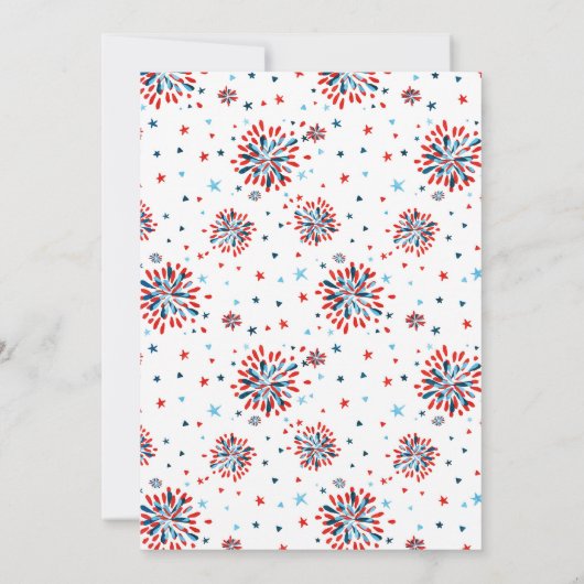 7月4日の最初の誕生日の小さな爆竹 招待状 (裏面)