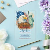 7月4日の水彩画イーグル愛国的パーティー アクリル招待状 (インサイチュ (ウェディング))