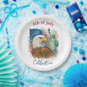 7月4日の水彩画イーグル愛国的パーティー ペーパープレート (パーティー)