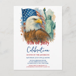 7月4日の水彩画イーグル愛国的パーティー ポストカード
