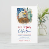 7月4日の水彩画イーグル愛国的パーティー 招待状 (スタンド正面)