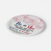 7月4日の爆竹の性別公開パーティー ペーパープレート (アングル)