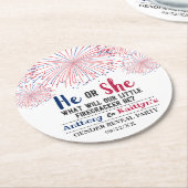 7月4日の爆竹の性別公開パーティー ラウンドペーパーコースター (アングル)