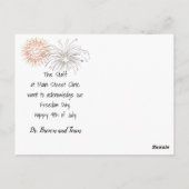 7月4日の犬と花火 ポストカード (裏面)