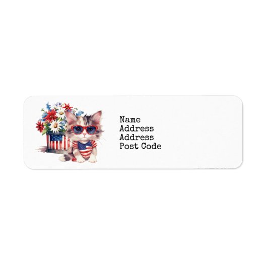 7月4日の独立の日と子猫 ラベル (正面)