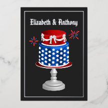 7月4日の独立記念日のフォイル結婚招待状