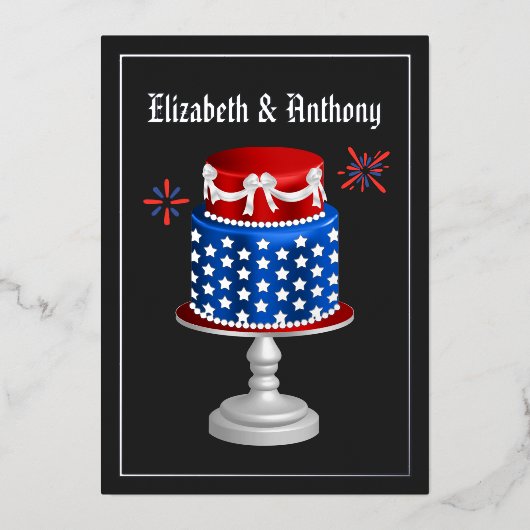 7月4日の独立記念日のフォイル結婚招待状 箔招待状 (正面)