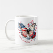 7月4日の独立記念日の愛国的な名前 コーヒーマグカップ (左)