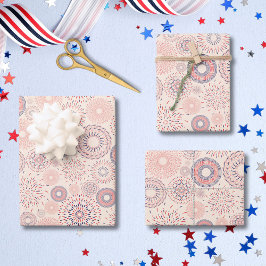 7月4日の独立記念日の爆竹パターン ラッピングペーパーシート