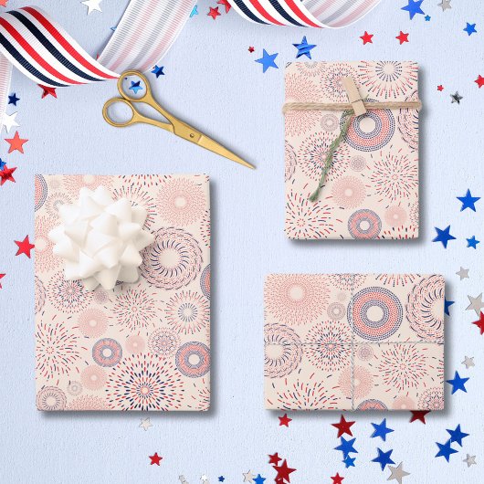 7月4日の独立記念日の爆竹パターン ラッピングペーパーシート