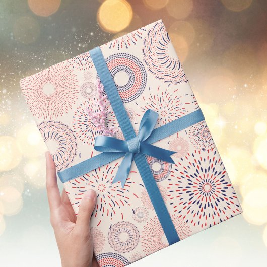 7月4日の独立記念日の爆竹パターン ラッピングペーパー