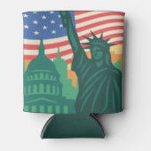 7月4日の独立記念日の自由の女神 缶クーラー (正面)