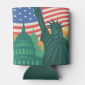 7月4日の独立記念日の自由の女神 缶クーラー (裏面)