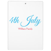 7月4日の独立記念日の追加文字カスタム クリップボード (裏面)