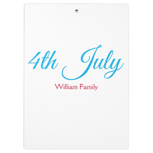 7月4日の独立記念日の追加文字カスタム クリップボード (裏面)