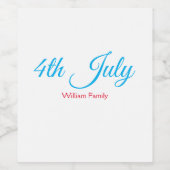 7月4日の独立記念日の追加文字カスタム ワインラベル (シングルラベル)