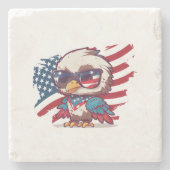 7月4日の独立記念日の鳥アメリカワシ ストーンコースター (正面)