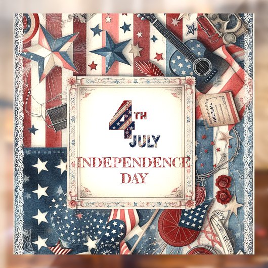 7月4日の独立記念日みすぼらしいシックなスターストライプズ ウィンドウサイン (シート2)