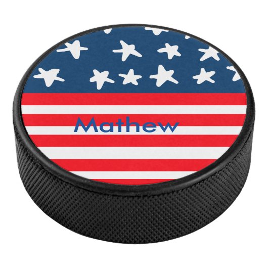 7月4日の独立記念日を追加ネーム文字米国国旗 アイスホッケーパック (3/4)