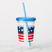 7月4日の独立記念日を追加ネーム文字米国国旗 アクリルタンブラー (左)