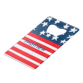 7月4日の独立記念日を追加ネーム文字米国国旗 クレジットカード栓抜き (裏面アングル)