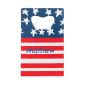 7月4日の独立記念日を追加ネーム文字米国国旗 クレジットカード栓抜き (裏面)