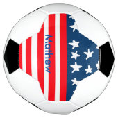 7月4日の独立記念日を追加ネーム文字米国国旗 サッカーボール (回転)
