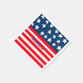 7月4日の独立記念日を追加ネーム文字米国国旗 スタンダードカクテルナプキン (角)