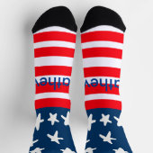 7月4日の独立記念日を追加ネーム文字米国国旗 ソックス (上部)