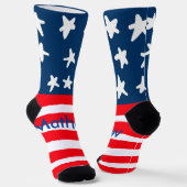 7月4日の独立記念日を追加ネーム文字米国国旗 ソックス (傾斜あり)