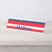 7月4日の独立記念日を追加ネーム文字米国国旗 デスクネームプレート (正面)