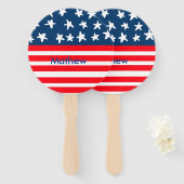 7月4日の独立記念日を追加ネーム文字米国国旗 ハンドファン (正面&裏面)
