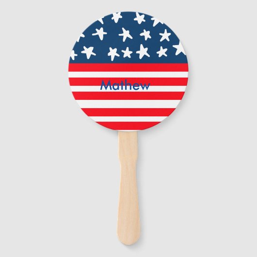 7月4日の独立記念日を追加ネーム文字米国国旗 ハンドファン (正面)