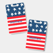 7月4日の独立記念日を追加ネーム文字米国国旗 バッジ (表裏)