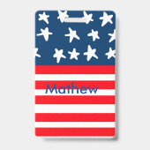 7月4日の独立記念日を追加ネーム文字米国国旗 バッジ (裏面)