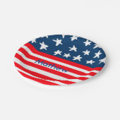 7月4日の独立記念日を追加ネーム文字米国国旗 ペーパープレート (アングル)