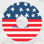 7月4日の独立記念日を追加ネーム文字米国国旗 ワイングラスタグ (裏面)