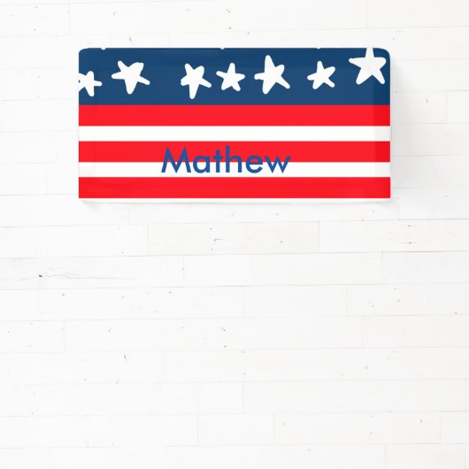 7月4日の独立記念日を追加ネーム文字米国国旗 横断幕 (インサイチュ)
