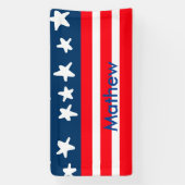 7月4日の独立記念日を追加ネーム文字米国国旗 横断幕 (縦)