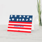 7月4日の独立記念日を追加ネーム文字米国国旗 箔シーズンカード (裏面)