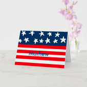 7月4日の独立記念日を追加ネーム文字米国国旗 箔シーズンカード (蘭)