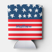 7月4日の独立記念日を追加ネーム文字米国国旗 缶クーラー (裏面)