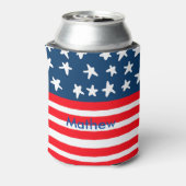 7月4日の独立記念日を追加ネーム文字米国国旗 缶クーラー (缶裏面)