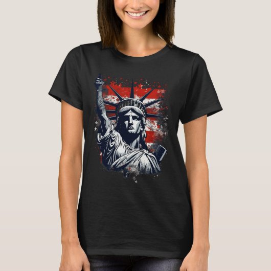 7月4日の独立記念日アメリカの李像 Tシャツ (正面)