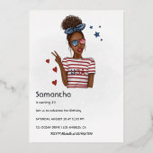 7月4日の独立記念日アメリカの誕生日パーティー 箔招待状 (裏面)