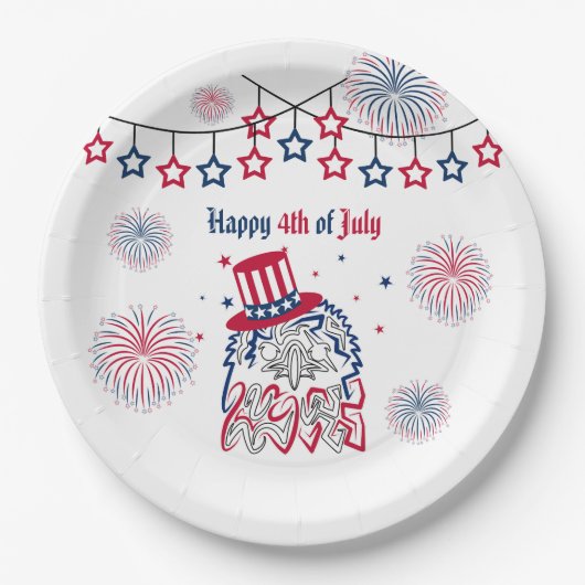 7月4日の独立記念日アメリカン・イーグル ペーパープレート (正面)