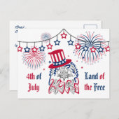 7月4日の独立記念日アメリカン・イーグル ポストカード (正面/裏面)
