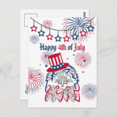 7月4日の独立記念日アメリカン・イーグル ポストカード (正面/裏面)